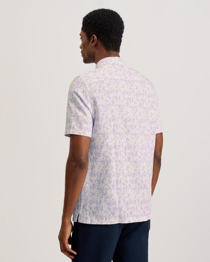 Chemises Ted Baker Short Sleeve Abstract Floral Violette Homme | IKZ-47533888